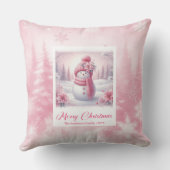 Modern Pinkmas Cozy Winter Forest Kids Gift Holida クッション (裏面)