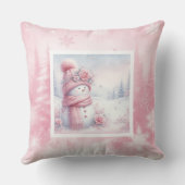 Modern Pinkmas Cozy Winter Forest Kids Room Pillow クッション (裏面)
