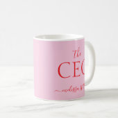Modern PinkThe CEO Name | Girly Gift コーヒーマグカップ (正面右)