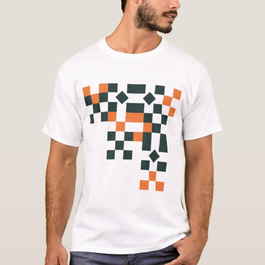 Modern Pixel Art Abstract Geometric Corner Design Tシャツ (正面)