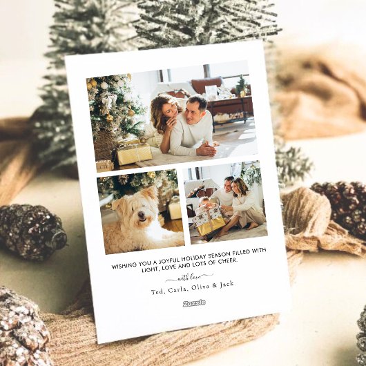 Modern Plaid 4 Photo Christmas シーズンカード