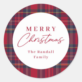 Modern Plaid Christmas  ラウンドシール