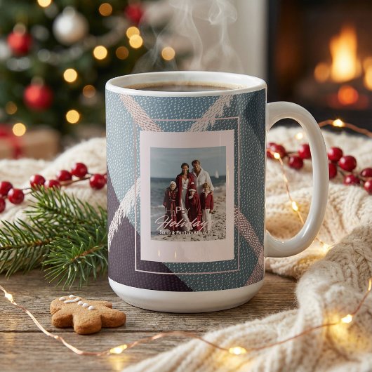 Modern Plaid Rustic Photo Christmas coffee mug コーヒーマグカップ