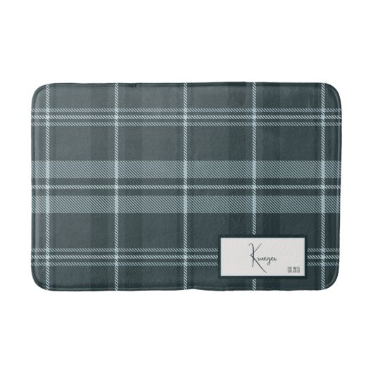 Modern Plaid Storm Gray Bath Mat バスマット (正面)