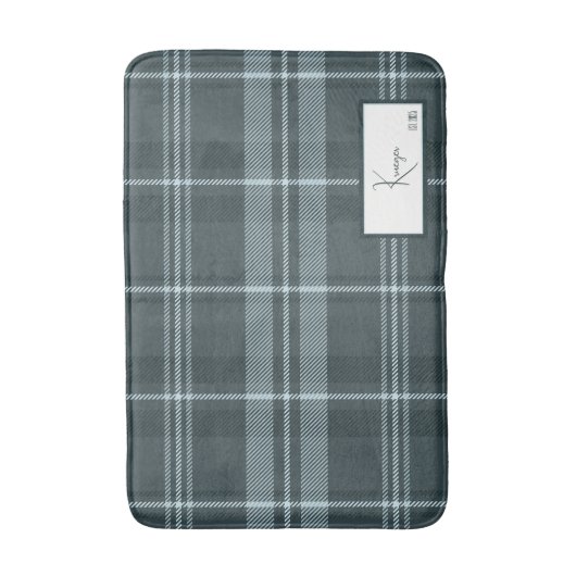 Modern Plaid Storm Gray Bath Mat バスマット (正面縦)