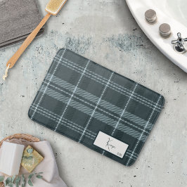 Modern Plaid Storm Gray Bath Mat バスマット