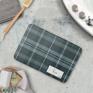 Modern Plaid Storm Gray Bath Mat バスマット