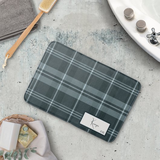 Modern Plaid Storm Gray Bath Mat バスマット