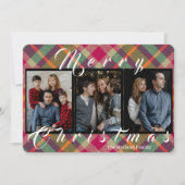 Modern Plaid Tartan 4 Photo Christmas Holiday Card シーズンカード (正面)