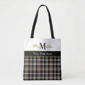 Modern Plaid Tartan Pattern Olive Green トートバッグ (正面)