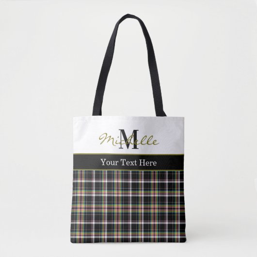 Modern Plaid Tartan Pattern Olive Green トートバッグ (正面)