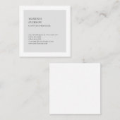 Modern Plain Simple Black White Grey Minimalist  スクエア名刺 (正面/裏面)