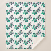 Modern Plant Leaf Flora Pattern White シェルパブランケット (正面)