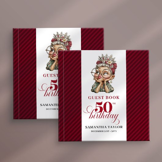 Modern playful 50th birthday woman guest book ゲストブック