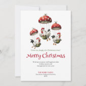 Modern Playful Chickens Holiday Greeting Card シーズンカード (正面)