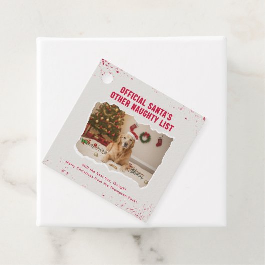 Modern Playful Funny Dog Christmas Present  フェイバータグ (インサイチュ)