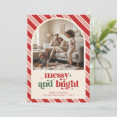 Modern Playful Funny Family Kids Photo Christmas シーズンカード (スタンド正面)