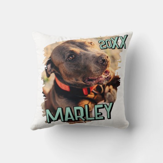 Modern Playful Simple Grunge Custom Pet Photo クッション (裏面)