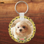 Modern Playful Simple Photo Dog - Paw Print Design キーホルダー (正面)