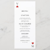 Modern Playing Card Casino Vegas Wedding Menu メニュー (正面)