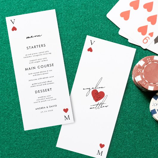 Modern Playing Card Casino Vegas Wedding Menu メニュー