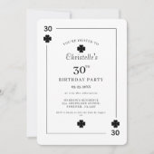 Modern Playing Card Playing Card 30th Birthday 招待状 (正面)