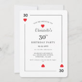 Modern Playing Card Playing Card 30th Birthday 招待状 (正面)