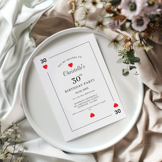 Modern Playing Card Playing Card 30th Birthday 招待状