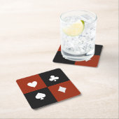 Modern Playing Card Suit Poker & Bridge  スクエアペーパーコースター (インサイチュ)