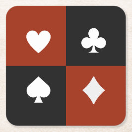 Modern Playing Card Suit Poker & Bridge  スクエアペーパーコースター