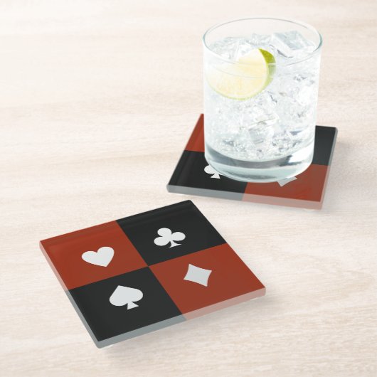 Modern Playing Card Suit Poker & Bridge gift ガラスコースター (アングル)