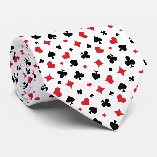 Modern Playing Card Suits Pattern on White ネクタイ (ロール)