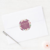 Modern Plum Floral Wedding  ラウンドシール (封筒)