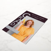 Modern Plum Graduation Announcement Silver Foil 箔シーズンカード (回転した状態)