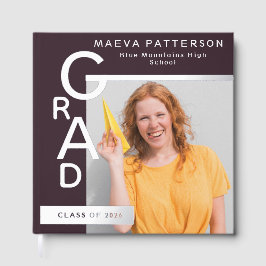 Modern Plum Graduation Photo Silver ゲストブック