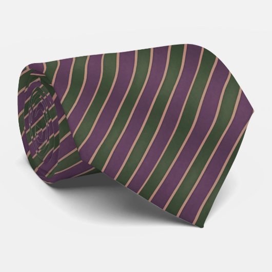 Modern Plum & Green Stripe Pattern ネクタイ (ロール)