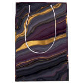 Modern Plum Metallic Agate Marble Abstract Art ミディアムペーパーバッグ (正面)