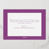 Modern Plum Stripes Photo Christmas Gold 箔シーズンカード (裏面)