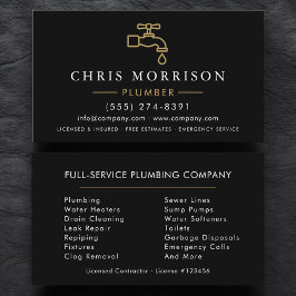 Modern Plumber Black Gold Minimalist 名刺