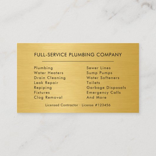 Modern Plumber Metallic Black & Gold 名刺 (裏面)
