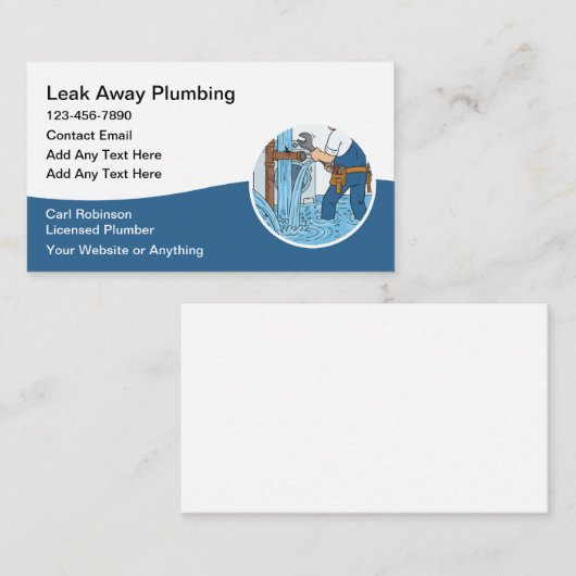 Modern Plumbing Plumber Service Business Cards 名刺 (正面/裏面)
