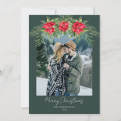 Modern Poinsettia Arch 1 Photo Merry Christmas シーズンカード (正面)