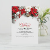 Modern Poinsettia Christmas Dinner and Drinks 招待状 (スタンド正面)