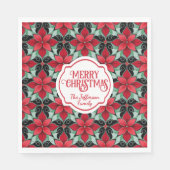 Modern Poinsettia pattern christmas black bg スタンダードランチョンナプキン (正面)