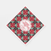 Modern Poinsettia pattern christmas black bg スタンダードランチョンナプキン (角)