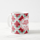 Modern Poinsettia pattern christmas white bg コーヒーマグカップ (正面左)