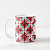 Modern Poinsettia pattern christmas white bg コーヒーマグカップ (左)