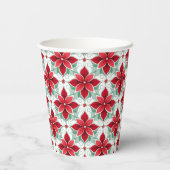 Modern Poinsettia pattern christmas white bg 紙コップ (裏面)