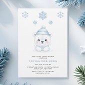 Modern Polar Bear Winter Baby Boy Shower 招待状