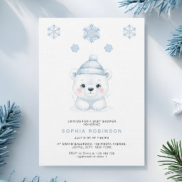 Modern Polar Bear Winter Baby Boy Shower 招待状